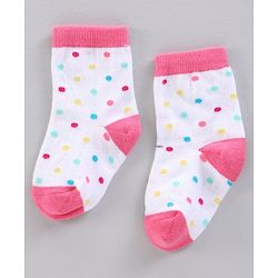 Cutewalk by Babyhug Ankle Length Anti-bacterial Cotton Knit Blend Socks Unicorn Print and Striped Pack of 5 - Multicolour