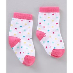 Cutewalk by Babyhug Ankle Length Anti-bacterial Cotton Knit Blend Socks Unicorn Print and Striped Pack of 5 - Multicolour