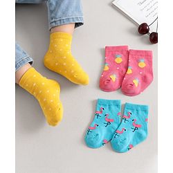 Cute Walk by Babyhug Ankle Length Antibacterial Socks Printed Pack Of 3 - Multicolour