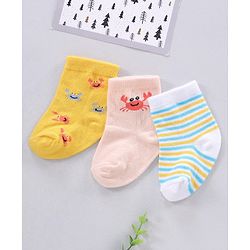 Cute Walk by Babyhug Ankle Length Antibacterial Socks Pack Of 3 - Multicolor