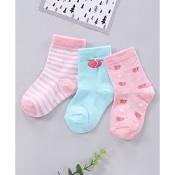 Cute Walk by Babyhug Ankle Length Anti-Bacterial Socks Multi Pattern Pack Of 3 - Multicolor