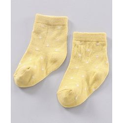 Cutewalk By Babyhug Anti Bacterial Ankle Length Floral Print Socks Pack Of 3 - Yellow