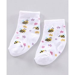 Cutewalk By Babyhug Anti Bacterial Ankle Length Floral Print Socks Pack Of 3 - Yellow