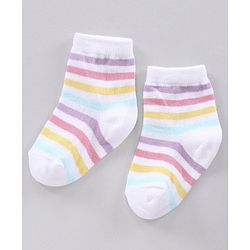 Cutewalk By Babyhug Anti Bacterial Ankle Length Floral Print Socks Pack Of 3 - Yellow