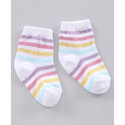 Cutewalk By Babyhug Anti Bacterial Ankle Length Floral Print Socks Pack Of 3 - Yellow
