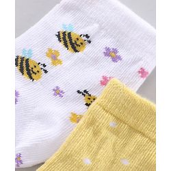 Cutewalk By Babyhug Anti Bacterial Ankle Length Floral Print Socks Pack Of 3 - Yellow