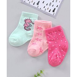 Cutewalk By Babyhug Anti Bacterial Ankle Length Polka Dot Socks Pack Of 3 - Pink Blue