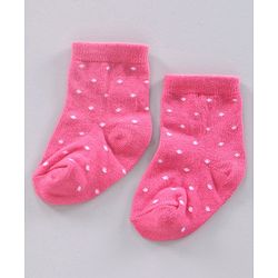 Cutewalk By Babyhug Anti Bacterial Ankle Length Polka Dot Socks Pack Of 3 - Pink Blue