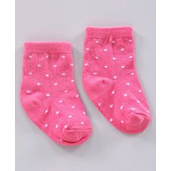Cutewalk By Babyhug Anti Bacterial Ankle Length Polka Dot Socks Pack Of 3 - Pink Blue