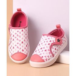 Cute Walk by Babyhug Casual Shoes With Velcro Closure Heart Print - Light Pink (Logo Colour May Vary)