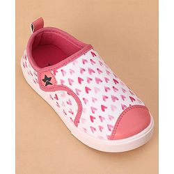 Cute Walk by Babyhug Casual Shoes With Velcro Closure Heart Print - Light Pink (Logo Colour May Vary)