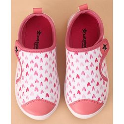 Cute Walk by Babyhug Casual Shoes With Velcro Closure Heart Print - Light Pink (Logo Colour May Vary)
