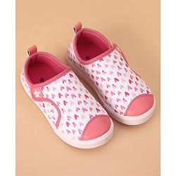 Cute Walk by Babyhug Casual Shoes With Velcro Closure Heart Print - Light Pink (Logo Colour May Vary)
