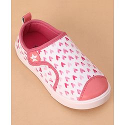 Cute Walk by Babyhug Casual Shoes With Velcro Closure Heart Print - Light Pink (Logo Colour May Vary)