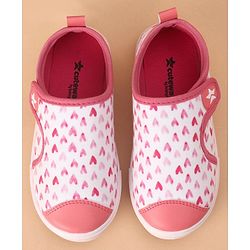 Cute Walk by Babyhug Casual Shoes With Velcro Closure Heart Print - Light Pink (Logo Colour May Vary)