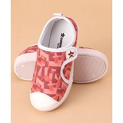 Cute Walk by Babyhug Casual Shoes With Velcro Closure - Red White