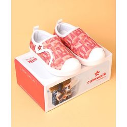 Cute Walk by Babyhug Casual Shoes With Velcro Closure - Red White