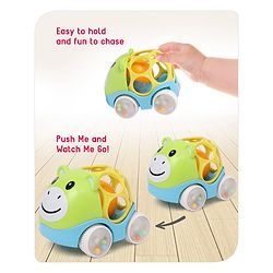 Babyhug Premium Hippo Free Wheel Car Cum Green Rattle Toy| Fun, Flexible, and Soothing Rattle Toy for Kids|Gifting Toy| Child Safe Material| Improves Motor Skills| Early Development Toys for 3+ Years| Non-Toxic| BIS Certified