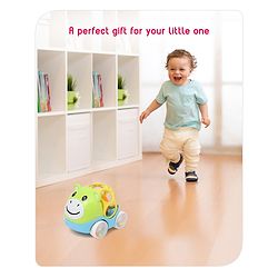Babyhug Premium Hippo Free Wheel Car Cum Green Rattle Toy| Fun, Flexible, and Soothing Rattle Toy for Kids|Gifting Toy| Child Safe Material| Improves Motor Skills| Early Development Toys for 3+ Years| Non-Toxic| BIS Certified