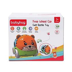 Babyhug Premium Hippo Free Wheel Car Cum Green Rattle Toy| Fun, Flexible, and Soothing Rattle Toy for Kids|Gifting Toy| Child Safe Material| Improves Motor Skills| Early Development Toys for 3+ Years| Non-Toxic| BIS Certified
