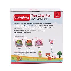 Babyhug Premium Hippo Free Wheel Car Cum Green Rattle Toy| Fun, Flexible, and Soothing Rattle Toy for Kids|Gifting Toy| Child Safe Material| Improves Motor Skills| Early Development Toys for 3+ Years| Non-Toxic| BIS Certified
