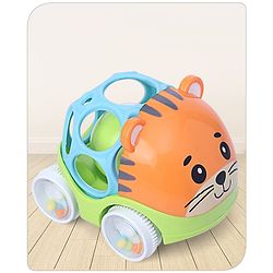 Babyhug Premium Hippo Free Wheel Car Cum Green Rattle Toy| Fun, Flexible, and Soothing Rattle Toy for Kids|Gifting Toy| Child Safe Material| Improves Motor Skills| Early Development Toys for 3+ Years| Non-Toxic| BIS Certified