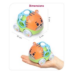 Babyhug Premium Hippo Free Wheel Car Cum Green Rattle Toy| Fun, Flexible, and Soothing Rattle Toy for Kids|Gifting Toy| Child Safe Material| Improves Motor Skills| Early Development Toys for 3+ Years| Non-Toxic| BIS Certified
