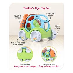 Babyhug Premium Hippo Free Wheel Car Cum Green Rattle Toy| Fun, Flexible, and Soothing Rattle Toy for Kids|Gifting Toy| Child Safe Material| Improves Motor Skills| Early Development Toys for 3+ Years| Non-Toxic| BIS Certified