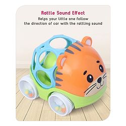 Babyhug Premium Hippo Free Wheel Car Cum Green Rattle Toy| Fun, Flexible, and Soothing Rattle Toy for Kids|Gifting Toy| Child Safe Material| Improves Motor Skills| Early Development Toys for 3+ Years| Non-Toxic| BIS Certified