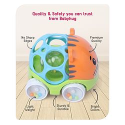 Babyhug Premium Hippo Free Wheel Car Cum Green Rattle Toy| Fun, Flexible, and Soothing Rattle Toy for Kids|Gifting Toy| Child Safe Material| Improves Motor Skills| Early Development Toys for 3+ Years| Non-Toxic| BIS Certified
