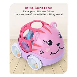 Babyhug Premium Hippo Free Wheel Car Cum Green Rattle Toy| Fun, Flexible, and Soothing Rattle Toy for Kids|Gifting Toy| Child Safe Material| Improves Motor Skills| Early Development Toys for 3+ Years| Non-Toxic| BIS Certified
