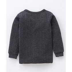 Babyhug Full Sleeves Solid Color Front Open Thermal Vest - Dark Grey