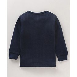 Babyhug Full Sleeves Solid Color Front Open Thermal Vest - Navy Blue