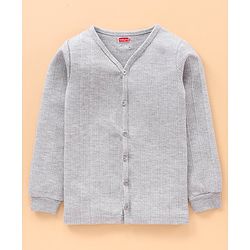 Babyhug Full Sleeves Solid Color Thermal Vest - Light Grey