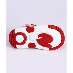 Cute Walk by Babyhug Slip On Sandals with Velcro Closure Polka Dot Print with Heart Applique - Pink