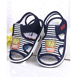 Cute Walk by Babyhug Sandals With Velcro Closure Fries Print- Navy Blue White