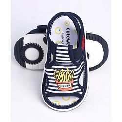 Cute Walk by Babyhug Sandals With Velcro Closure Fries Print- Navy Blue White