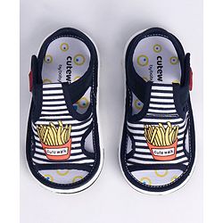 Cute Walk by Babyhug Sandals With Velcro Closure Fries Print- Navy Blue White