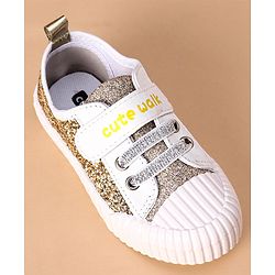 Cute Walk by Babyhug Casual Shoes with Text Print - Gold