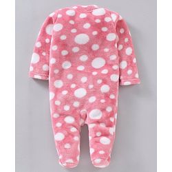 Babyhug Cotton Knit Full Sleeves Footed Velour Sleepsuit Printed - Pink