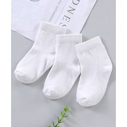 Cute Walk by Babyhug Ankle Length Antibacterial Non Terry Socks Pack Of 3 - White