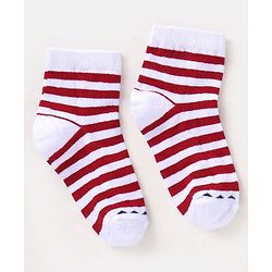 Cutewalk By Babyhug Cotton Anti Bacterial Ankle Length Socks Striped Pack of 3 - Multicolour