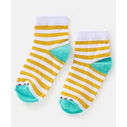 Cutewalk By Babyhug Cotton Anti Bacterial Ankle Length Socks Striped Pack of 3 - Multicolour