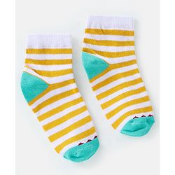 Cutewalk By Babyhug Cotton Anti Bacterial Ankle Length Socks Striped Pack of 3 - Multicolour