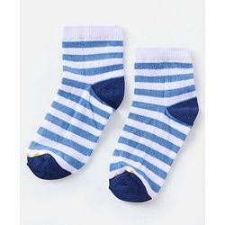Cutewalk By Babyhug Cotton Anti Bacterial Ankle Length Socks Striped Pack of 3 - Multicolour