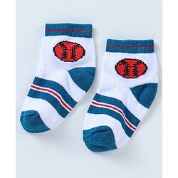 Cutewalk By Babyhug Anti Bacterial Ankle Length Ball Print Socks Pack Of 3 - Blue & White