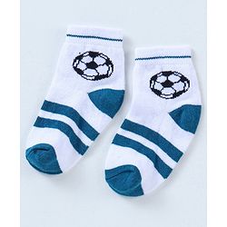 Cutewalk By Babyhug Anti Bacterial Ankle Length Ball Print Socks Pack Of 3 - Blue & White