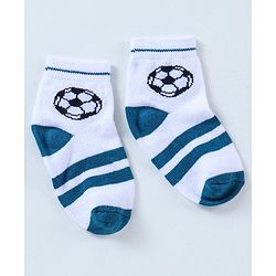 Cutewalk By Babyhug Anti Bacterial Ankle Length Ball Print Socks Pack Of 3 - Blue & White