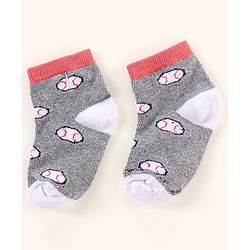 Cutewalk By Babyhug Anti Bacterial Ankle Length Non Terry Socks Football Design Pack of 3- Black & Grey