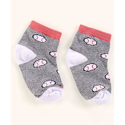 Cutewalk By Babyhug Anti Bacterial Ankle Length Non Terry Socks Football Design Pack of 3- Black & Grey